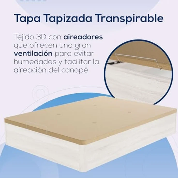 DUÉRMETE ONLINE - Packung viskoelastische Matratze Bio Nature Dicke 24 cm + Klappbett aus Holz, große Kapazität | Farbe Fleece 150 x 190 – Bild 7