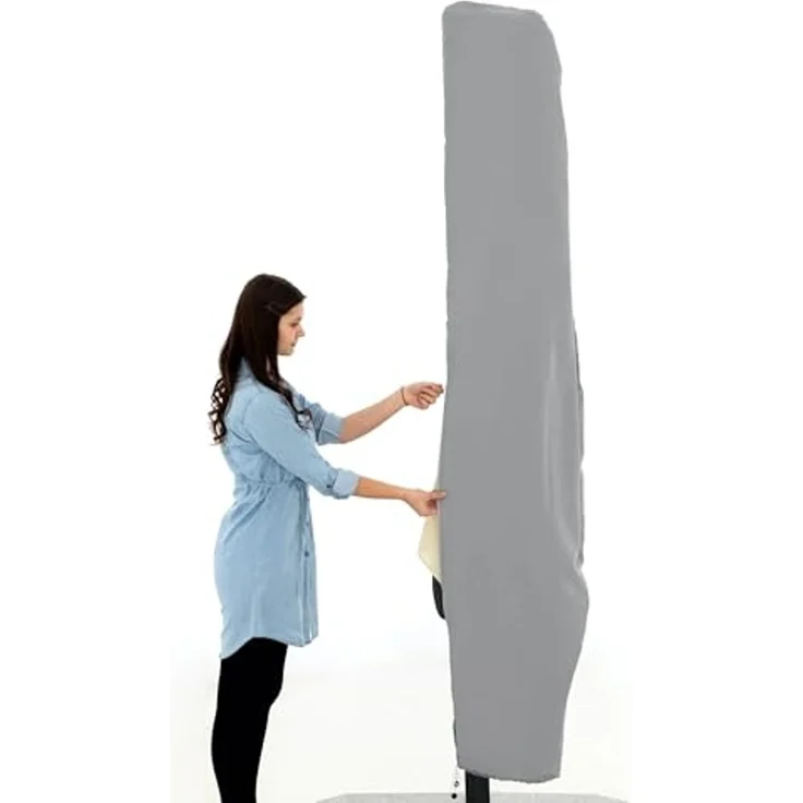 Doppler Active Schutzhülle für Pendelschirme, grau, bis 370 und 350x260 cm,mit RV und Stab – Bild 3