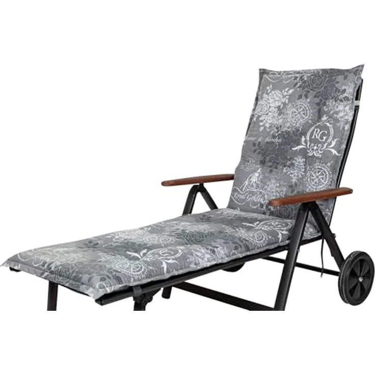 KETTtex Liegenauflage Rollliege Bali 2384, grau mit Rosen, 193x60x8 cm, verstellbares Halteband und Klettband