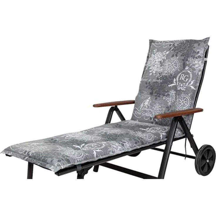 KETTtex Liegenauflage Rollliege Bali 2384, grau mit Rosen, 193x60x8 cm, verstellbares Halteband und Klettband – Bild 1