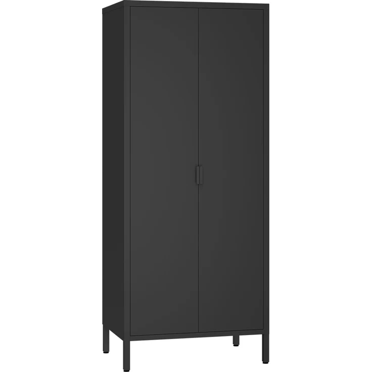 skølm 'Ituri' Kleiderschrank, Metall, 170x45x80 cm, schwarz, Garderobe mit 4 Fächern und 2 Kleiderstangen – Bild 2