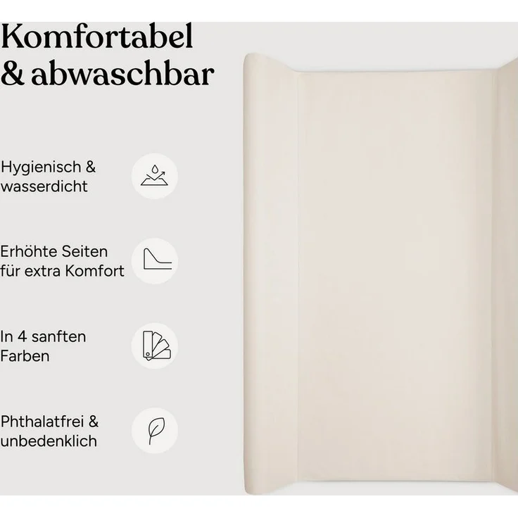 Ehrenkind Wickelauflage Wickelunterlage abwaschbar 72x85 cm (Wickelauflage 50x70 cm, Wickeltischauflage mit Keil), Hygienisch, Sicher und Vielseitig – Bild 2