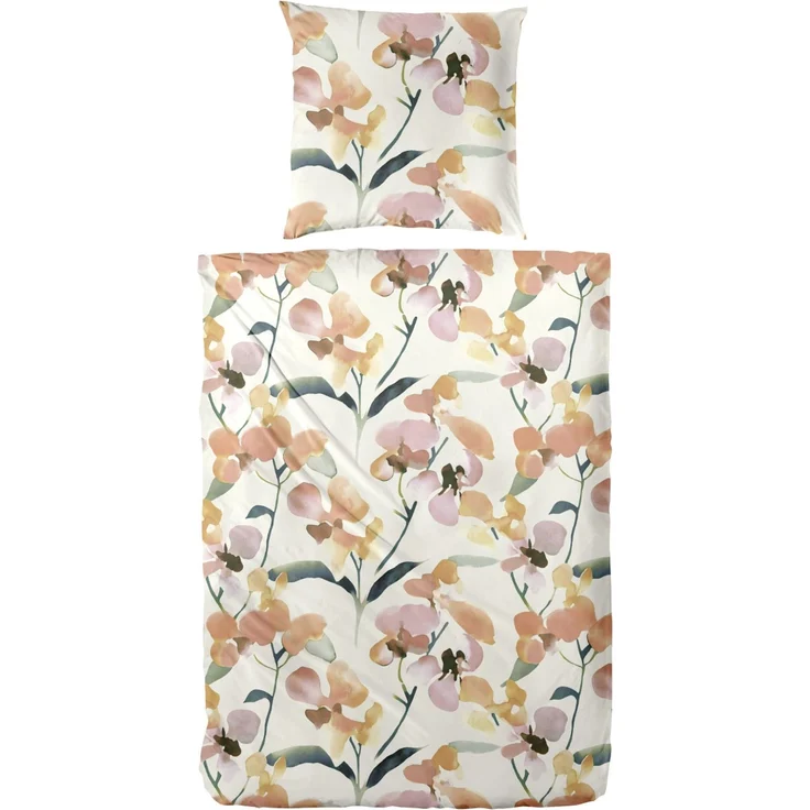 Bettwäsche Renforce Blume grün-rot 155x220 cm