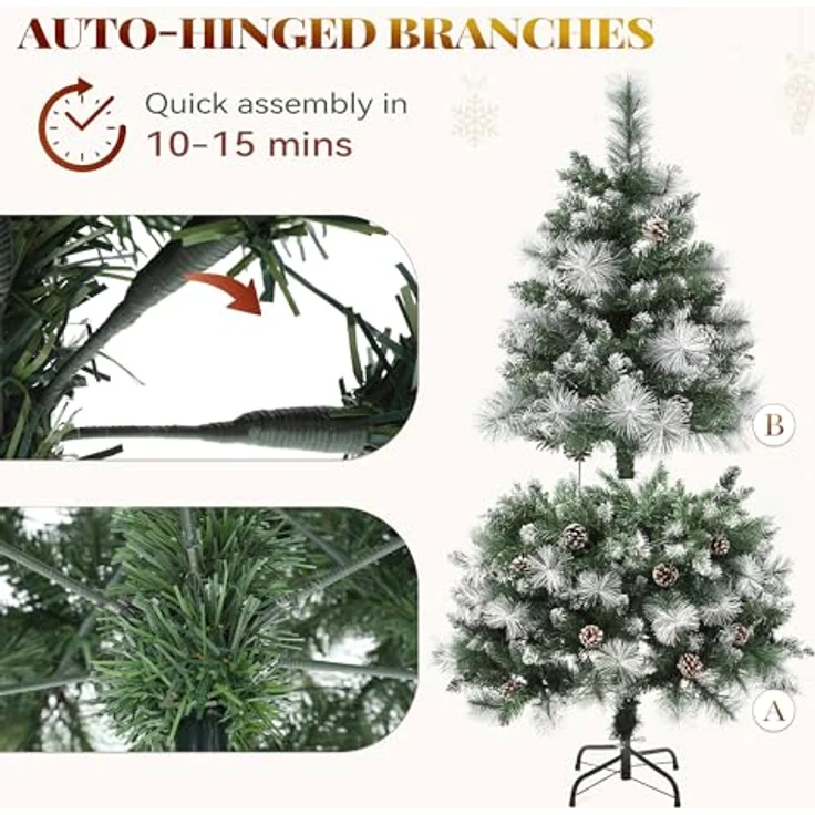 YITAHOME 140cm künstlicher Weihnachtsbaum »Scotch Pine« mit Fernbedienung – vorgeleuchteter Baum mit Zapfen, Nadeln und warmweißer/mehrfarbiger LED-Farbwechselbeleuchtung für Wohnzimmer & Büro – Bild 5
