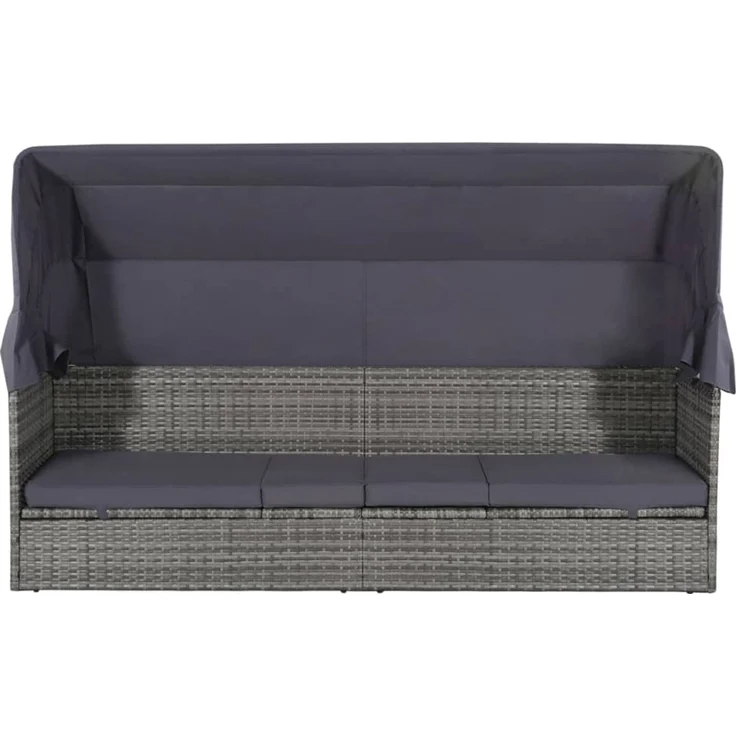 vidaXL Gartenbett mit Baldachin Grau 205×62 cm Poly Rattan 43962 – Bild 5