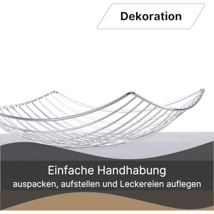 DESIGN DELIGHTS Obstschale Früchtekorb PLATEAU, 34 cm, Metall verchromt Obstkorb, Obstschale, Metall – Bild 3