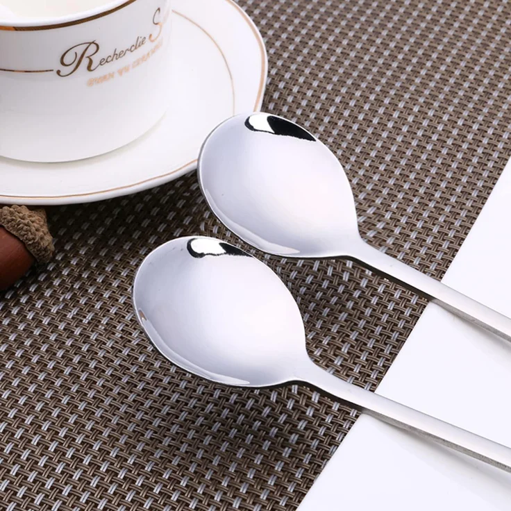 Löffel, 8 Stück koreanische Edelstahl-Löffel, 21,6 cm Suppenlöffel, langer Griff, Esslöffel, Reislöffel, Tischlöffel für Zuhause, Küche oder Restaurant – Bild 4