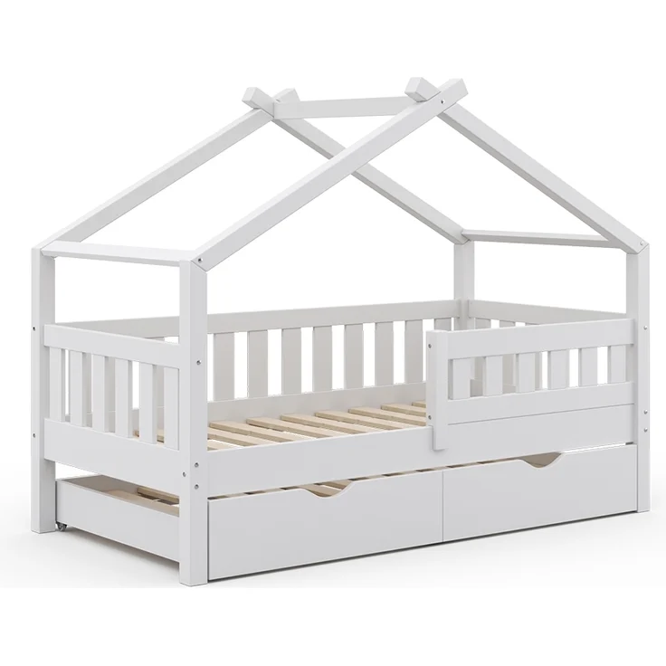 Hausbett Design Weiß 80x160 cm mit Gästebett Vitalispa – Bild 1