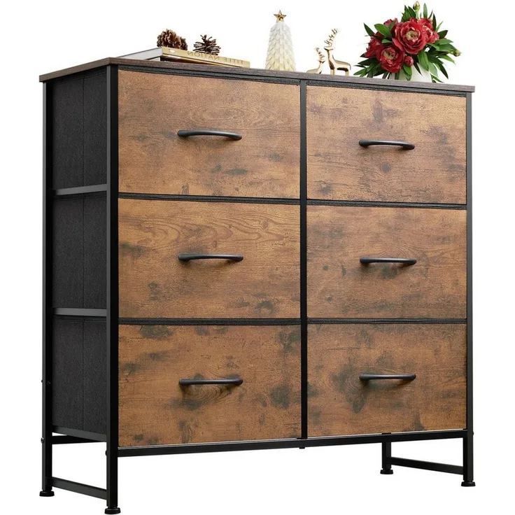 WLIVE Kommode mit 6 Schubladen aus Stoff, Holzplatte, (Breit 80 cm, moderne Kommode, 6), für Wohnzimmer, Schlafzimmer