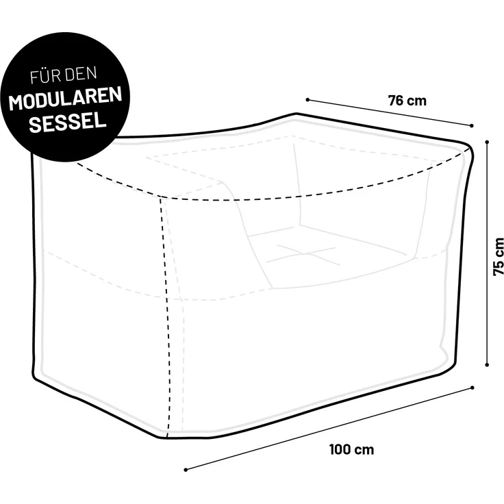 Lumaland Wetterschutzhaube für Sitzsack-Sessel Modular 100 x 76 x 75 grau – Bild 7