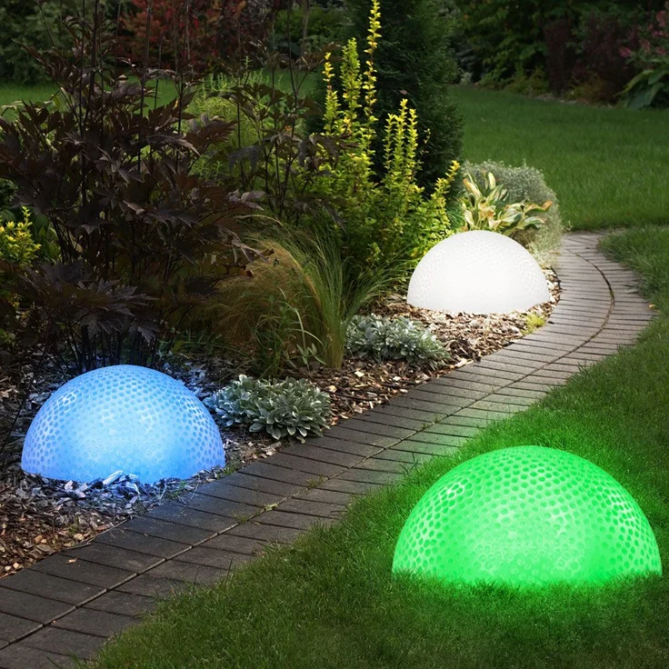 9er Set RGB LED Gartenlampe, Halbkugel – Bild 4