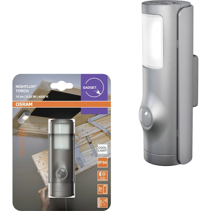 Osram LED-Nachtlicht Nightlux Torch mit Licht- & Bewegungssensor 10,8 cm kaltweiß silber – Bild 3