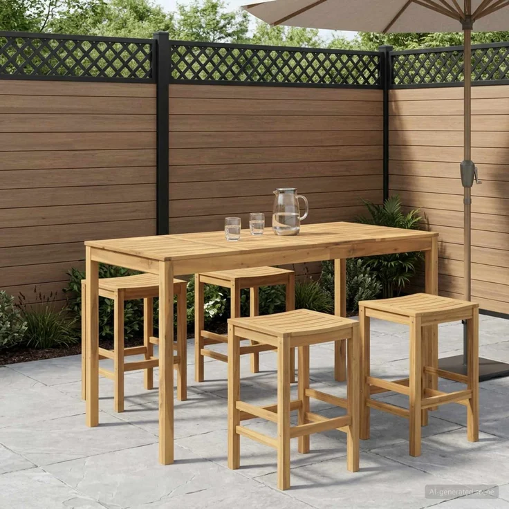 vidaXL Gartenbar-Tisch LAREN Weiß gewaschen 196 x 80,5 x 105 cm 901727 – Bild 1