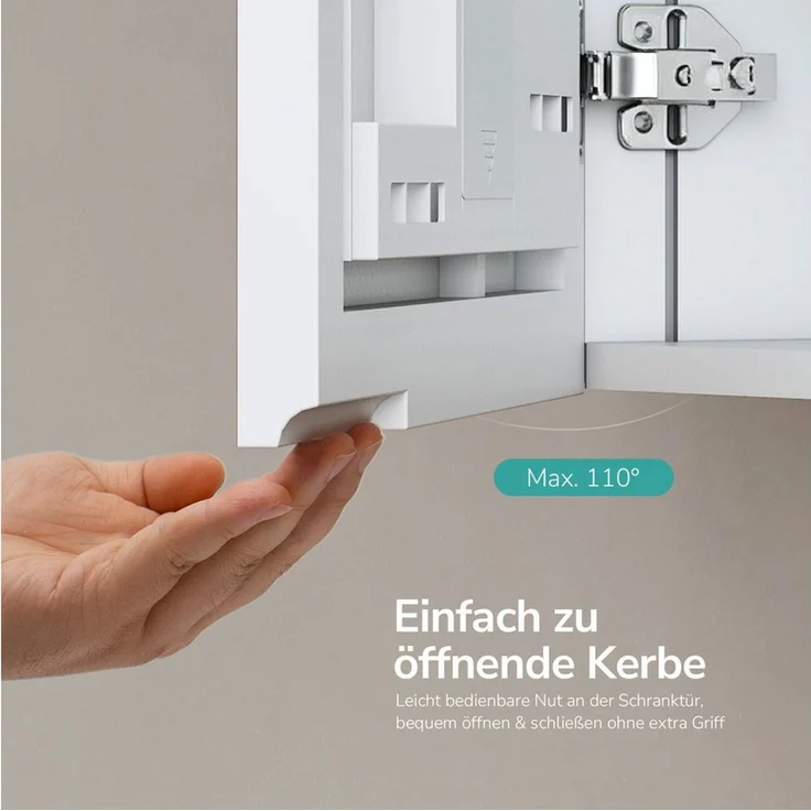 EMKE Spiegelschrank bad 50x65 cm 1-tütig Spiegelschränke Badezimmer Spiegelschrank mit Stauraum Haken verstellbaren Regalen Badspiegelschrank – Bild 3