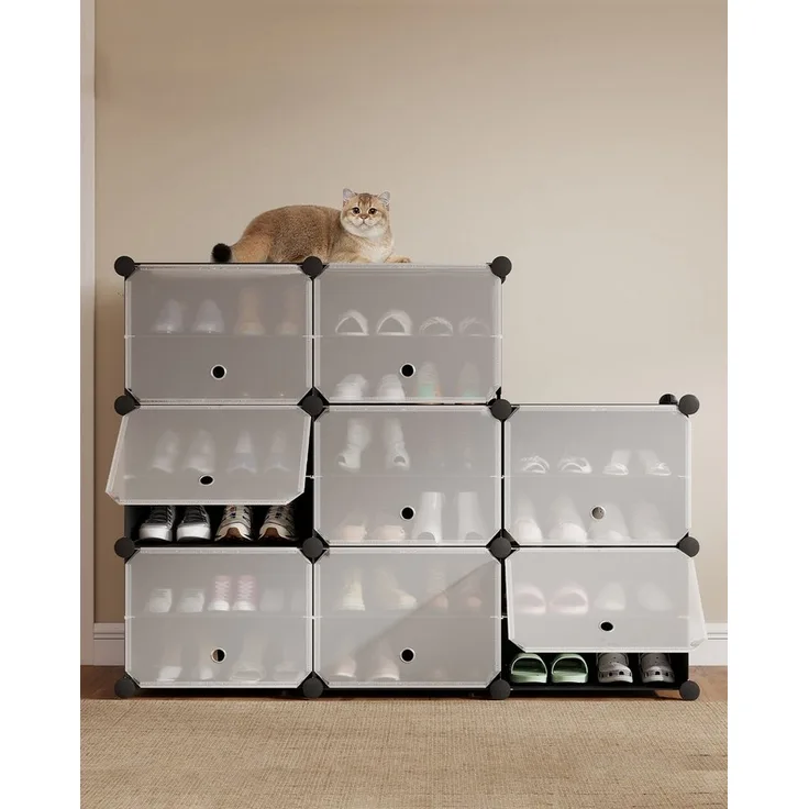 Sekey Schuhregal Schuhregal Schuhschrank Schuh-Organizer Stecksystem DIY-Regal, 1-tlg 32 Paar Schuhe Kunststoff mit Schwarz 8 Tür