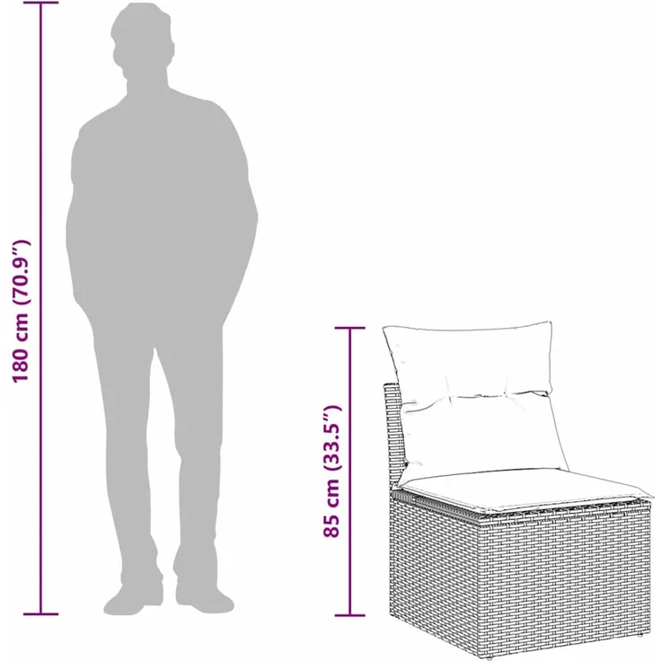 vidaXL Sofa Set 6 Stk. Braun [Synthetisch]: Poly Rattan 3346494 – Bild 12