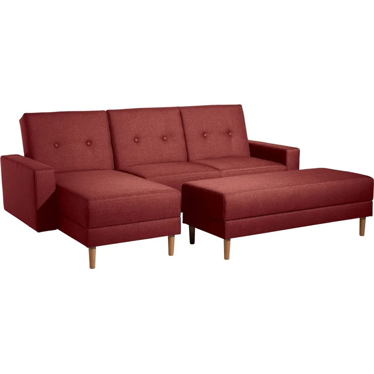 Funktionssofa mit Hocker Kattie Flachgewebe rot – Bild 1