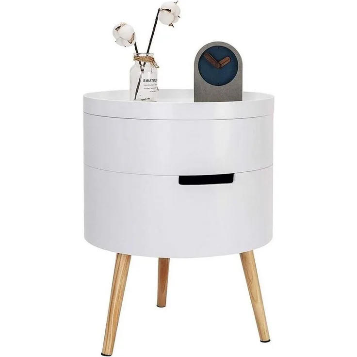 Beistelltisch mit Stauraum aus Holz in Weiß weiß