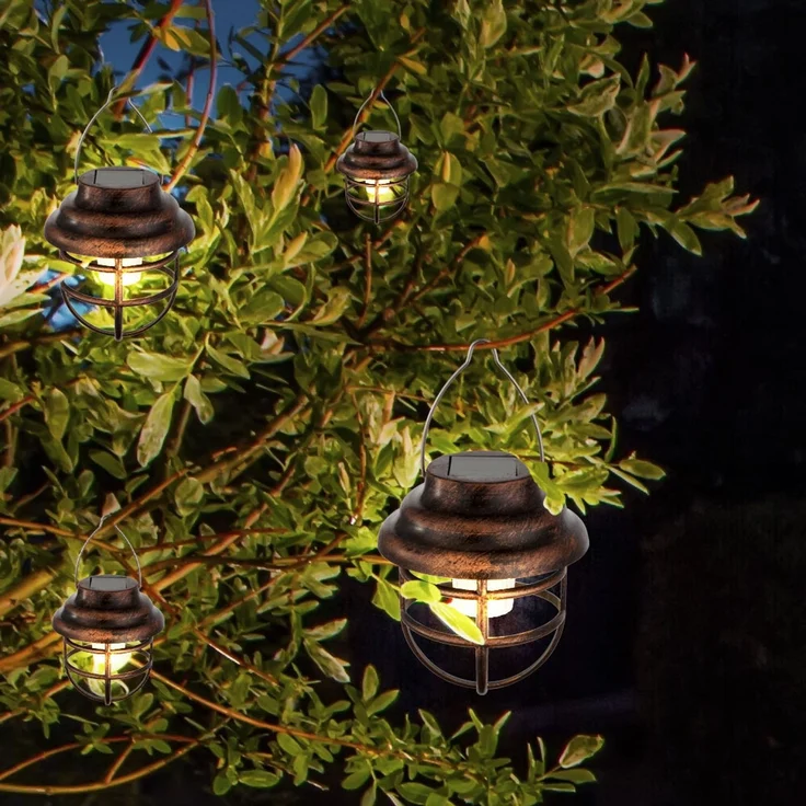 LED Solar Hängeleuchte, rostfarben, H 14 cm – Bild 5