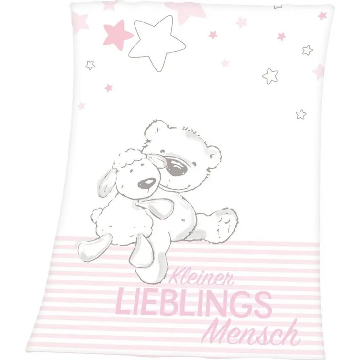 Babydecke Kleiner Lieblingsmensch, Baby Best, mit tollem Motiv und Schriftzug, Kuscheldecke