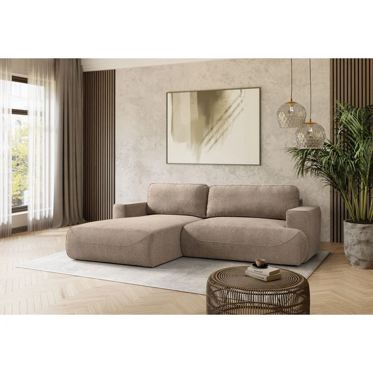 MEBLINI Schlafcouch mit Bettkasten – LUMIERE – 271x195x96cm – Links – Braun Samt - Ecksofa mit Schlaffunktion - Sofa mit Relaxfunktion und Kissen - Couch L-Form – Eckcouch – Bild 2