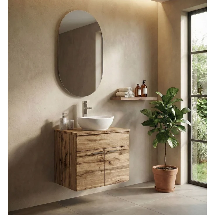 Badplaats Waschbeckenunterschrank Colorado 60x46 cm Eiche - Hängender Badezimmerschrank mit 2 Schubladen – Bild 2