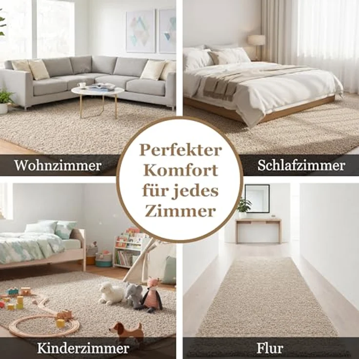 Taracarpet Shaggy Teppich Wohnzimmer Venezia Hochflor Langflor Teppiche modern Beige 120x170 cm – Bild 6