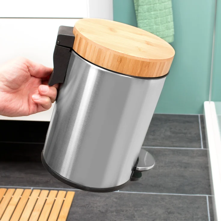 bremermann Kosmetikeimer Kosmetikeimer, Treteimer, Badeimer aus Edelstahl mit Bambusdeckel 3 L – Bild 6