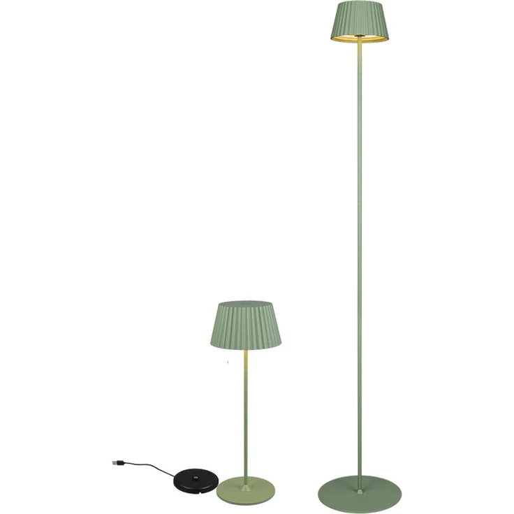 SET: Kleine Akku Stehlampe 123cm & Tischlampe 39cm für Outdoor kabellos Grün – Bild 2