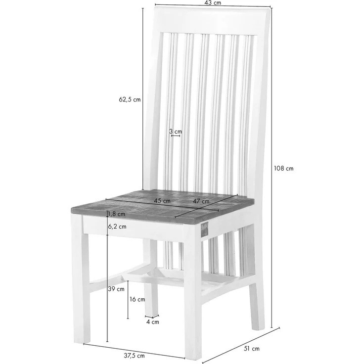 Stuhl Mango 45x51x108 weiß lackiert TOULOUSE #113 – Bild 7