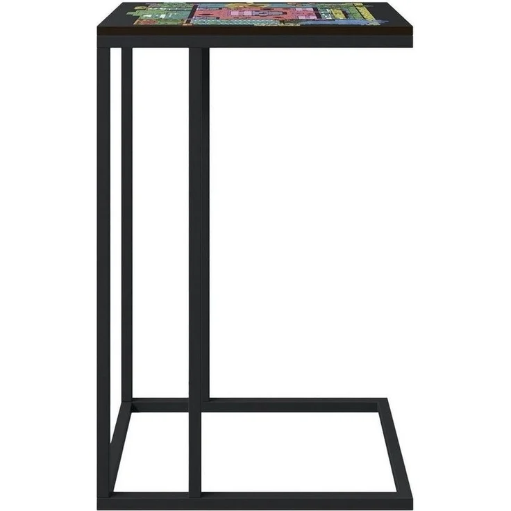 MINECRAFT - Beistelltisch in C-Form, Nachttisch, Säulentisch, Gaming Möbel mit dunklem Design und bunten Minecraft Print – Bild 2