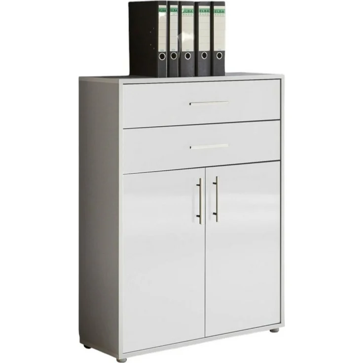 BMG Möbel Aktenschrank BMG Möbel Schubkasten Schrank, 2 Türen in 15 verschiedenen Farben (84,4 x 113,6 x 33 cm) Fronten Matt oder Hochglanz, Made in Germany – Bild 1