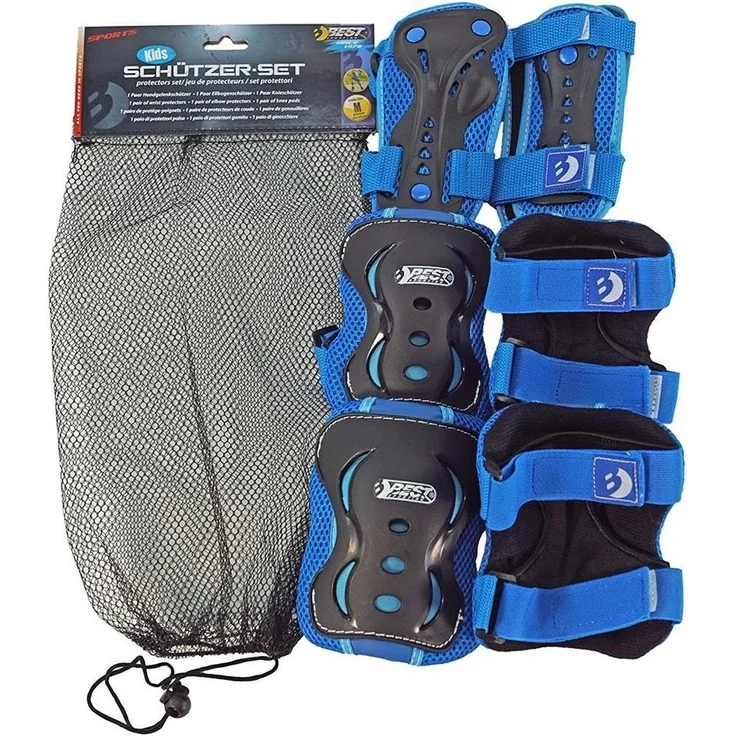 Best Sporting Schützer Set HQ, Kinder Knie-, Ellenbogen- und Handgelenkschützer, Größe XS/S M M, blau/schwarz – Bild 2
