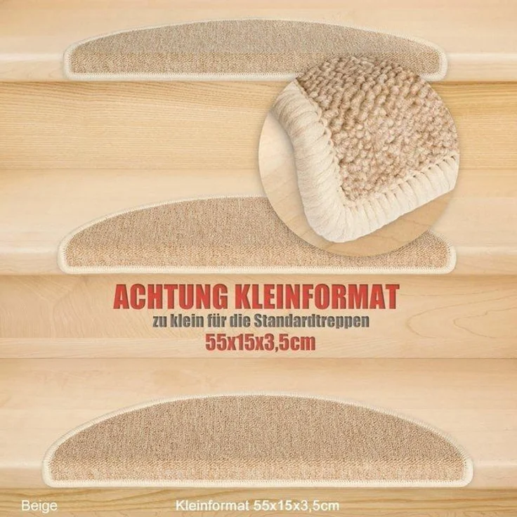 Metzker® Stufenmatte Stufenmatten Rambo Kleinformat 55x15x3,5cm Halbrund Beige 15 Stk, halbrund, Höhe: 5 mm, 15 Stück im Set - Beige – Bild 4