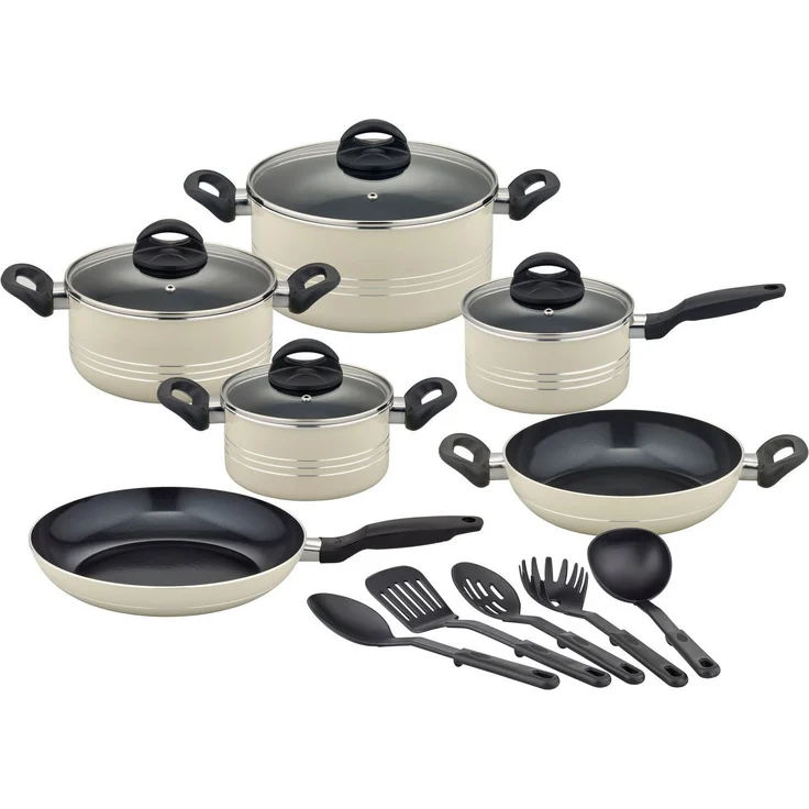 GSW Topf-Set Milano, inkl. 5-teiliges Küchenhelfer-Set, Aluminium, Kunststoff (Set, 15-tlg, je 1 Kochtopf 16/20/24cm, 1 Stielkasserolle 16cm, je 1 Pfanne 24/28cm), Kochtopf-Set mit Antihaft-Versiegelung, Induktion – Bild 5