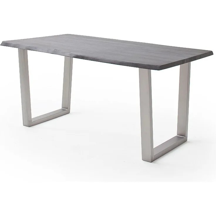 Baumkantentisch >Calabria< in Akazie grau lackiert - 200x77,5x100 (BxHxT)