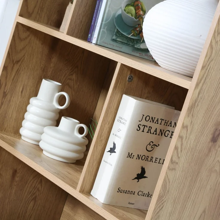 Casâme 'JAYA' Bücherregal mit Stauraum 2 Türen in Holzoptik - L80 x H175 cm - Helles Holz – Bild 7