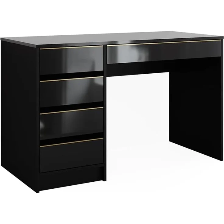 Schreibtisch Sherry Schwarz Hochglanz 55 x 120 cm mit Schubladen Vicco – Bild 1