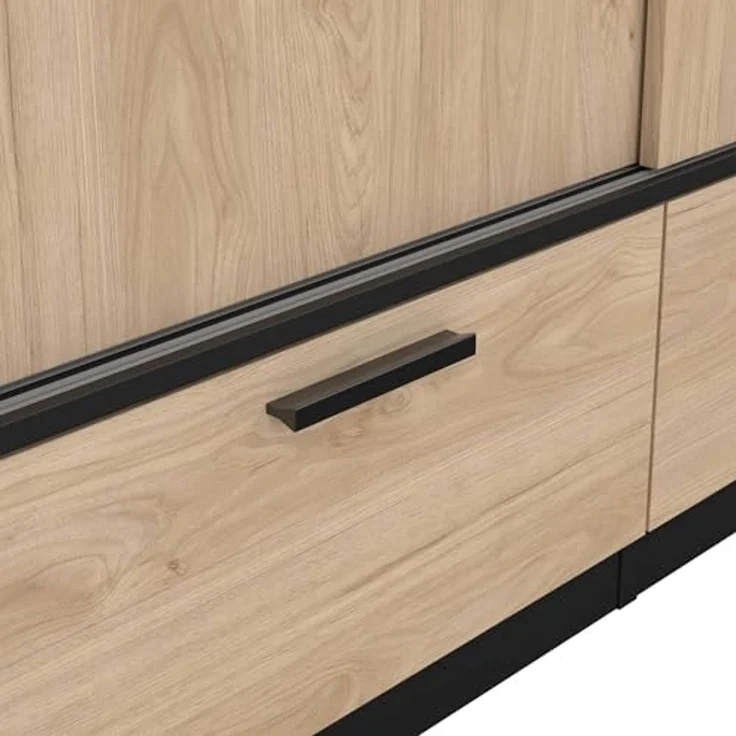 Dmora - Kleiderschrank 2 Türen Leonore, Schlafzimmermöbel, Schrank, Garderobe, 121x60 h200 cm, Schwarz und Eiche – Bild 5