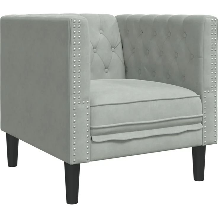 vidaXL Chesterfield-Sessel Hellgrau Samt 372673 – Bild 1