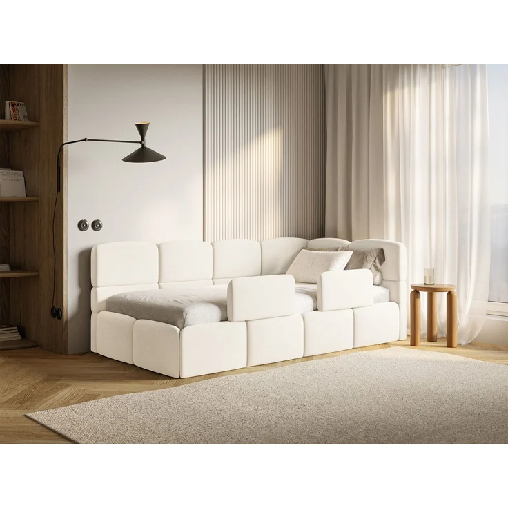 Selsey 'Cloudy' Kinderbett 90x200, Rausfallschutz, Kopfteil rechts, Creme – Bild 3