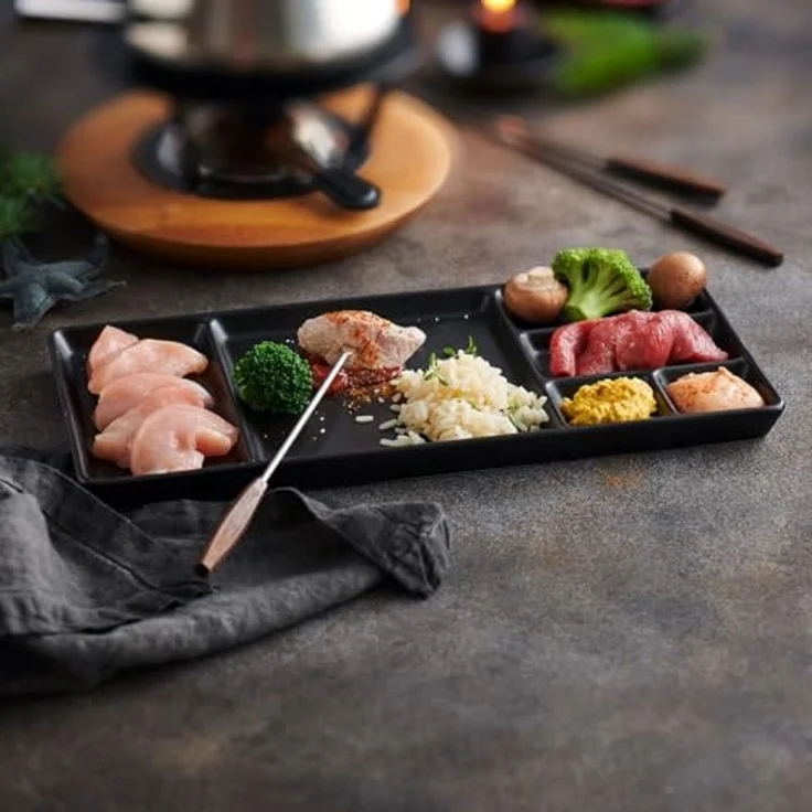 Betty Bossi Servierplatte Gourmet-Teller mit Fächern für Fondue, Raclette, Sushi, BBQ, weiß, Porzellan, (Set, 2-tlg, 2 x Gourmet-Teller), Hochwertige Porzellanteller, perfekt für Weihnachten und Silvester – Bild 7