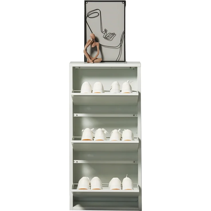 Schuhkipper >Bert< 3 Klappen, 6 paar Schuhe, weiß, Metall - 51x104x16cm (BxHxT) – Bild 10