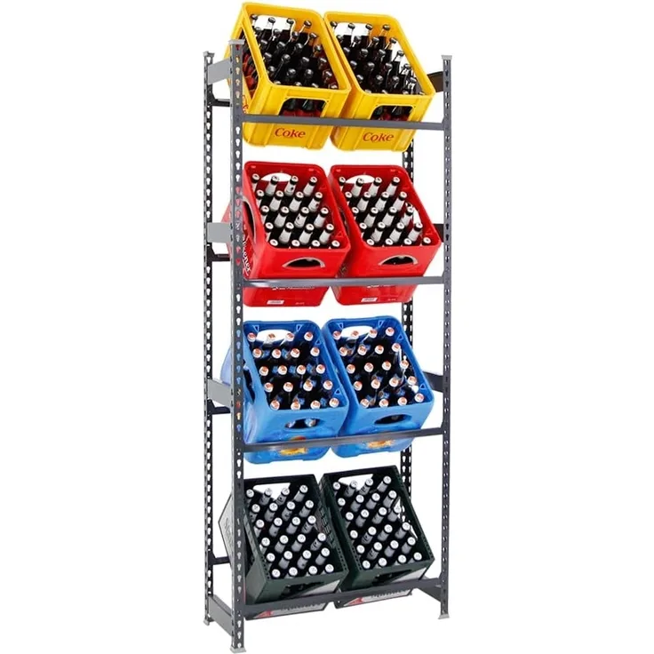 PROREGAL® Standregal Getränkekistenregal HIGH BIG CAMEL, HxBxT 200x80x30cm, Anthrazit, Getränkeregal, 4 Ebenen für 4-12 Kisten, 100kg Tragkraft pro Ebene, Selbstmontage