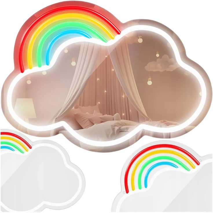 Forever Light LED Neon Dekolicht mit Spiegel Wandkunst Wanddekoration Cloud – Bild 1