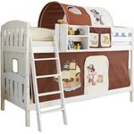 Ticaa Etagenbett 'Sunny' weiß inkl. Vorhang Pirat braun