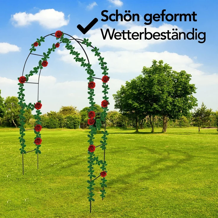 Brixy - Rosenbogen - Gartenbogen - Rankhilfe - Blumenbogen - Für Kletterpflanzen - Metall - 240 x 140 x 38 cm - Schwarz – Bild 4