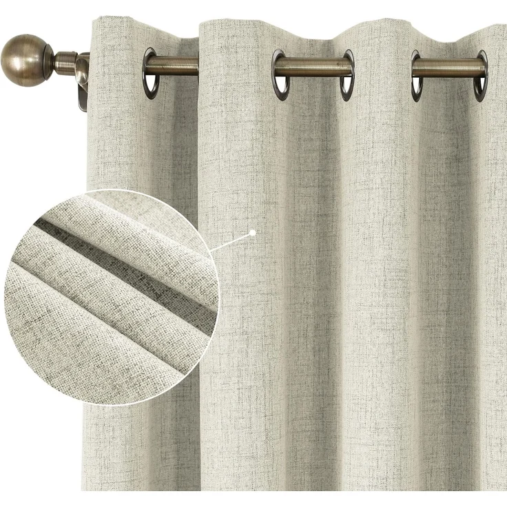 CUCRAF Vorhang Blickdicht Gardinen mit Ösen Hellbeige - 100% Verdunklungsvorhang Ösenschal Vorhänge 2er Set H175xB140cm Deko Ösenschal Thermo Vorhänge für Wohnzimmer Kinderzimmer Schlafzimmer