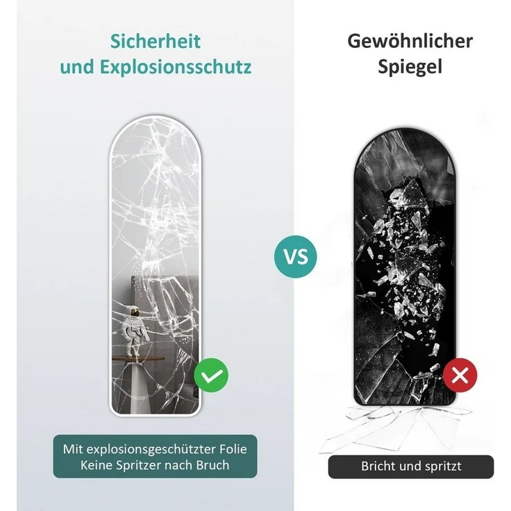 EMKE Standspiegel Bogen Standspiegel Ganzkörperspiegel mit Rahmen aus Aluminiumlegierung, für Wohn-,Schlaf-, Aufenthalt und Ankleidezimmer – Bild 3