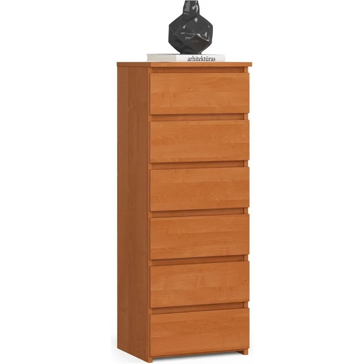 Home Collective Kommode 40 cm breit Holz Highboard Sideboard für Flur Schlafzimmer Wohnzimmer (Mehrzweckschrank Schrank schmal Kommode Schlafzimmer mit Schubladen), Kinderzimmer Organizer, 109 cm hoch mit 6 Schubladen Braun
